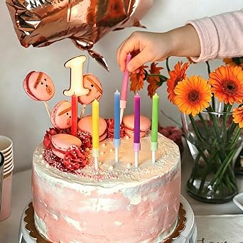 24 Piece Birthday Candles, with Holders Multicolour for Cake Decor