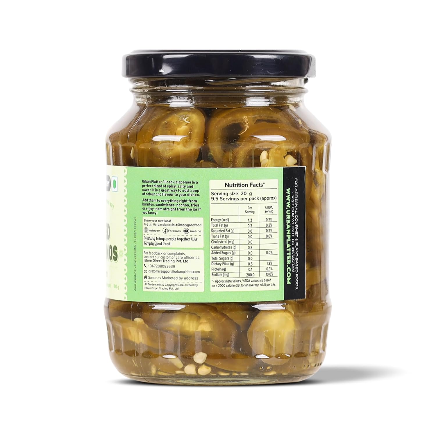 Urban Platter All Natural and Sliced Jalapenos, 400g