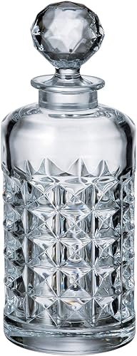 Decantador de whisky de cristal bohemio checo 22oz.22.0 fl oz. base pesada estilo antiguo coñac vodka brandy vino elegante ''diamante'' diseño