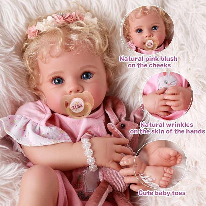 Muñeca Reborn BABESIDE 17 pulg Cuerpo Suave Realista miniatura 2