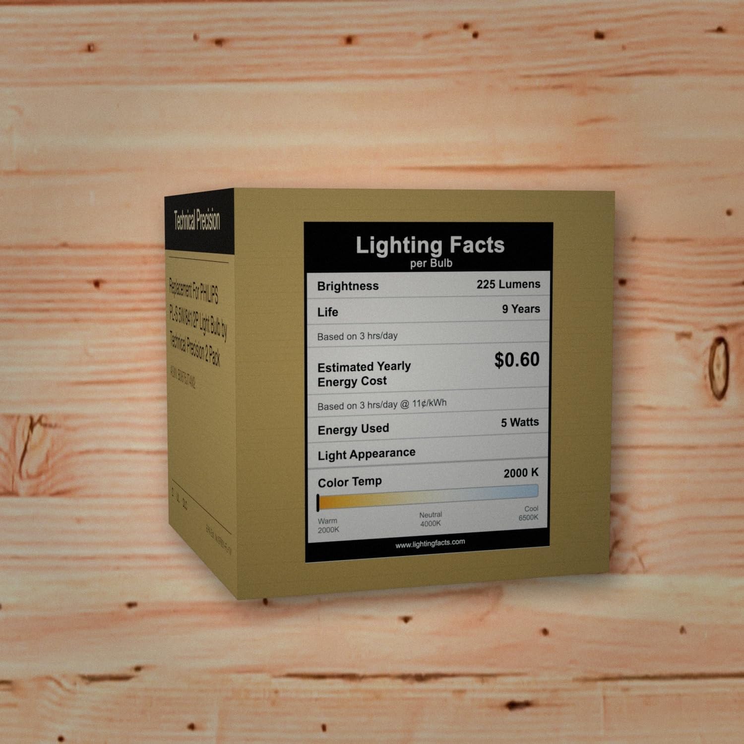 Technical Precision Replacement for Philips PL-S 5W/841/2P Light Bulb 2 Pack