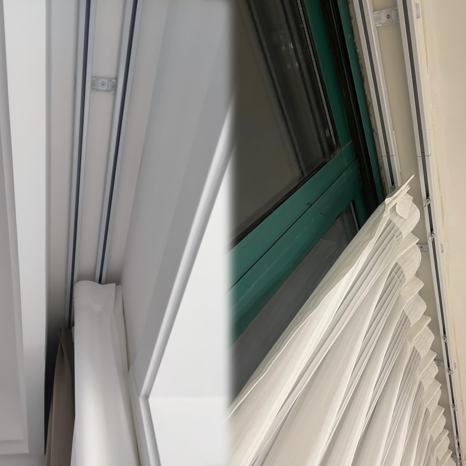 Podwójne Szyny do Zasłon - Aluminiowy Karnisz Sufitowy, System Szyn do Montażu Na Suficie/Ścianie, Cichy Przesuwny, Odporny Na Zużycie, Prosty (C