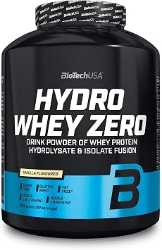 BioTechUSA Hydro Whey Zero | خالي من الغلوتين، خالي من السكر، خالي من الدهون | محتوى بروتين 80% | سريع الامتصاص |مركب بروتين مصل اللبن، 1.816 كجم، فانيليا