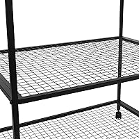 Vista 5 de Mesa móvil de tres estantes, carrito de parrilla de acero inoxidable, soporte para horno de pizza con ruedas, mesa de carrito de trabajo móvil