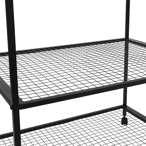 Miniatura 5 de Mesa móvil de tres estantes, carrito de parrilla de acero inoxidable, soporte para horno de pizza con ruedas, mesa de carrito de trabajo móvil para