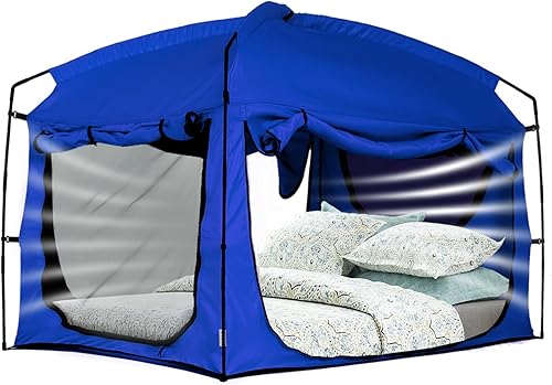 Miniatura 13 de Bed Tent,Portable Privacy Sleeping Bed Canopy,Blackout 90% Drapes for Kids and Adult,Indoor Space Tent with Breathable Large Mesh Windows