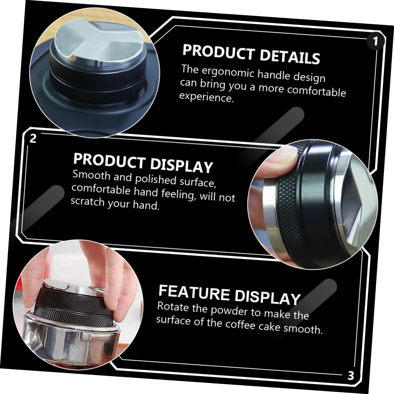 IMIKEYA Schwarzer Dosiertrichter aus Aluminiumlegierung und Edelstahl für Espresso 58mm mit Drehfunktion Professionelles Kaffeezubehör