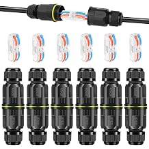Linkstyle 6-Pack IP68 2Pin Waterproof Electrical Cable Connector, 2 Way Outdoor Junction Box with Replaceable 2 in 2 Out Lever Wire Connectors for AWG 28-12