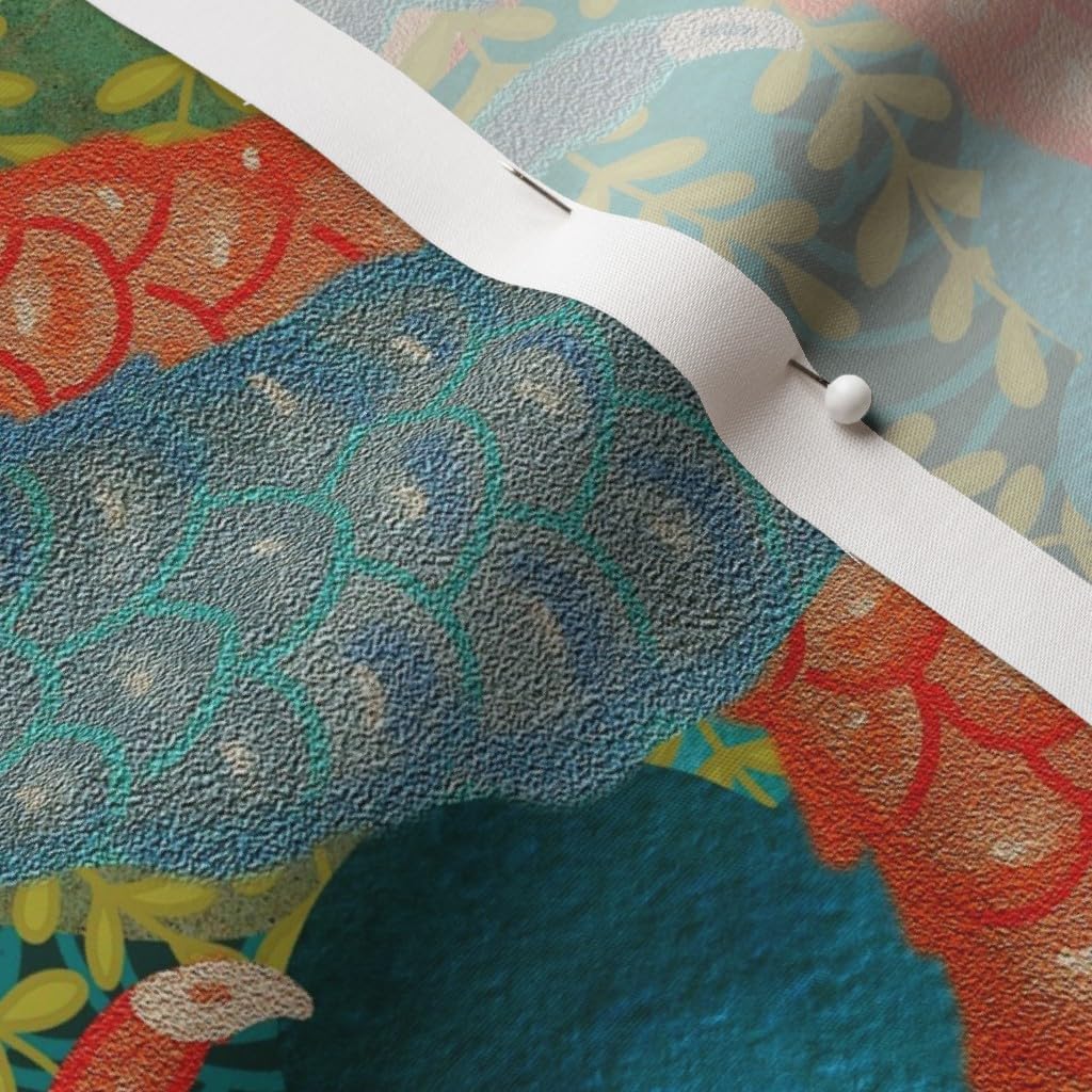 Spoonflower Fabric - Japanese Dragon Folklore Maximalist Mythical Creatures Cryptozoology Printed on Cotton Poplin Fabric by The Yard - Sewing Shirting Quilting Dresses Apparel Crafts