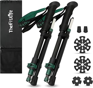 TheFitLife トレッキングポール 折畳み 登山 ストック 2本セット 軽量 アルミ レバーロック 折りたたみ時約36cm ハイキング | 軽量アルミ製で持ち運びやすく、レバーロック式で簡単調整、折りたたみ時約36cmのコンパクト設計、EVAグリップで滑りにくく安定性が高く、登山・ハイキング・ウォーキングに対応し初心者から高齢者まで幅広く使用可能