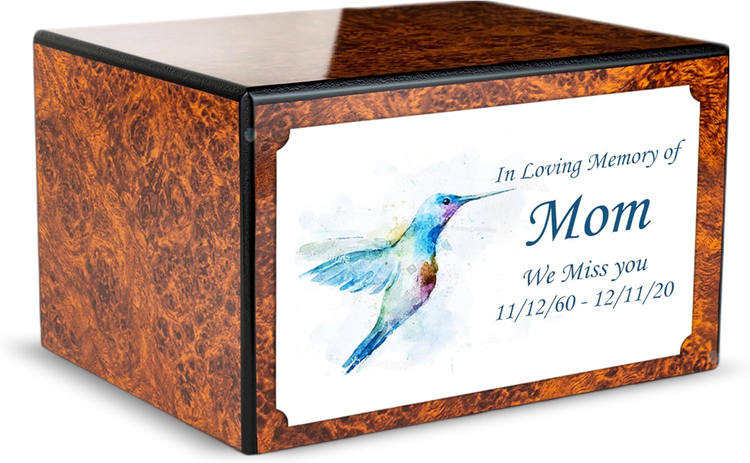 GetUrns Burl Wooden Urn Cremation Box, Heritage Crematory