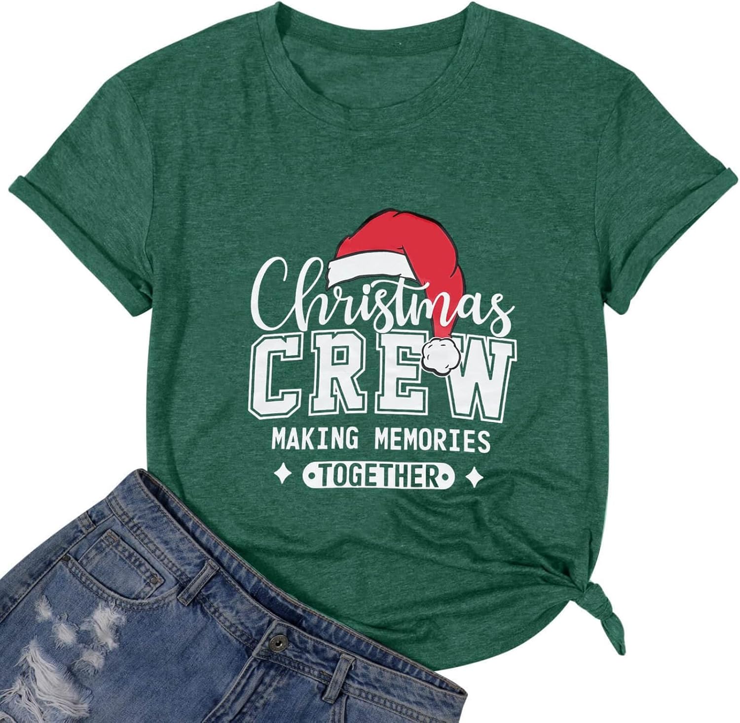 Christmas Shirts for Women 2025 Christmas Crew Shirt Xmas Lights Graphic Tshirt Holidays Short Sleeve Tops