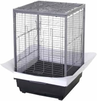 Bird Cage Small Parakeet Cage Sturdy Metal Bird Flight Cage Travel Birdcage with Pull-Out Tray and Perche Parrot Cage for Canaries Lovebirds Cockatiels Budgie, 45 x 45 x 60 Cm