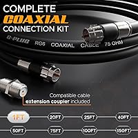 Vista 2 de G-PLUG - Juego de conectores de cable coaxial RG6 de 1 pie, para antena de internet, banda ancha, TV digital, cable Sky satelital, junta tórica