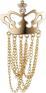 Knighthood Golden Metal Crown with Hanging Chain Brooch Lapel Pin Suit Collar Accessories Brooch for Men