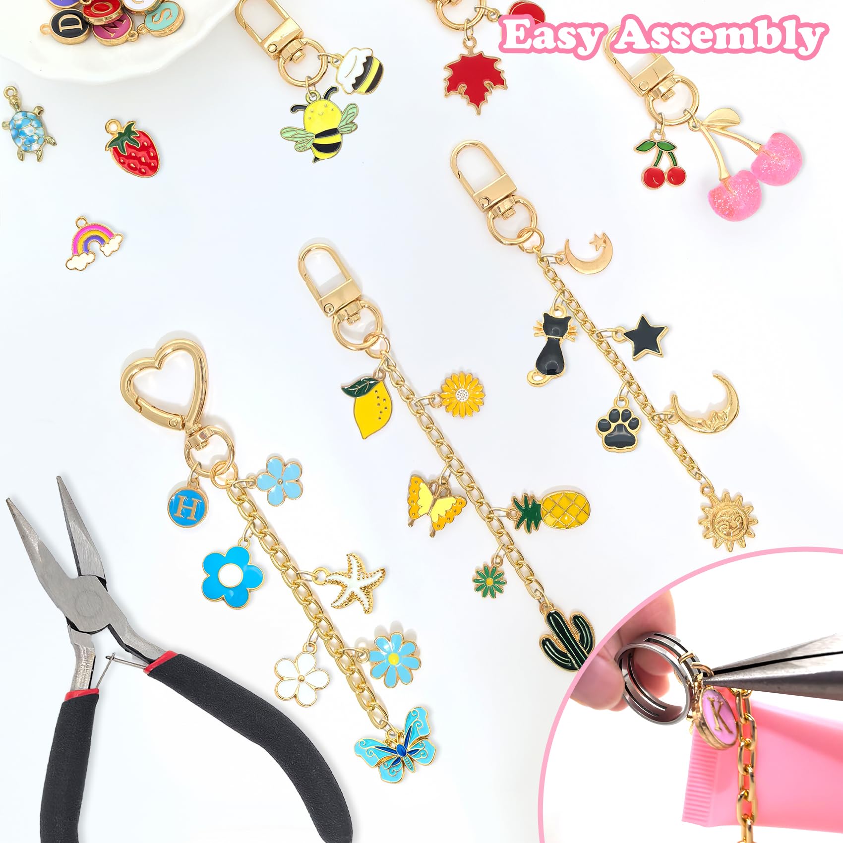 DIY Lip Gloss Charms Keychain Kit - 328 Pieces -4 DIY Lip Gloss Charms Keychain Kit - 328 Pieces -4