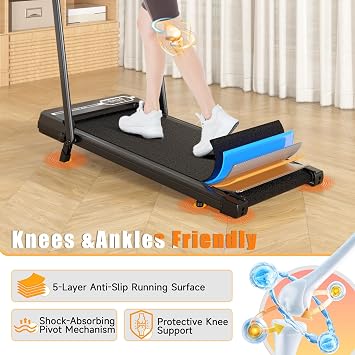 Folable Walking Pad with Incline, 2.5HP Under Desk Treadmill for Home 8KM/H | 8% Incline, 3 in 1 Use, 130KG Capacity, Remote Control & LED Display, Shock Absorption, Transport Wheels,lt;45dB Low Noise