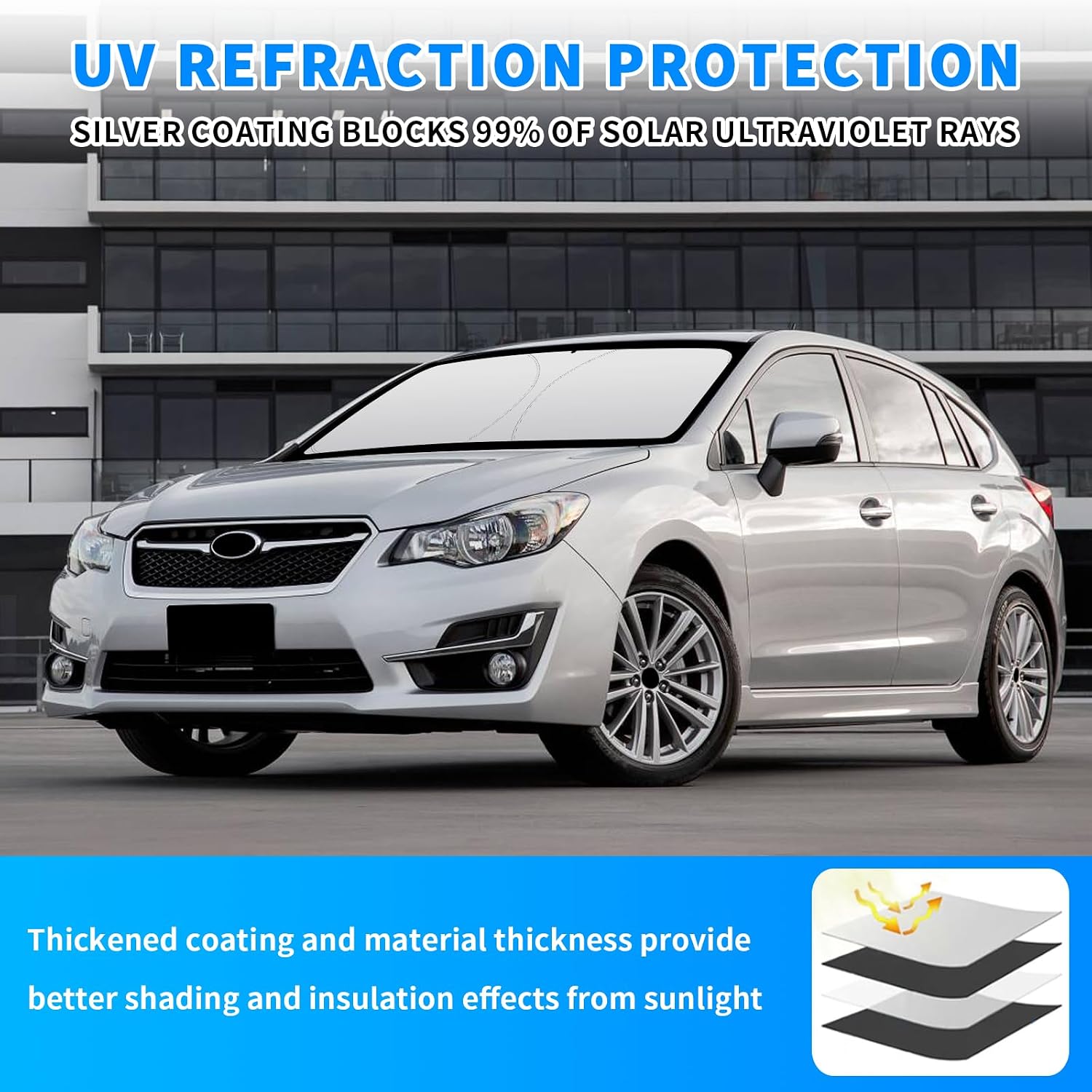 Windshield Sunshade Compatible with Subaru WRX Blocks UV Rays Sun Visor Protector Foldable Front Window Sun Shield (for WRX)