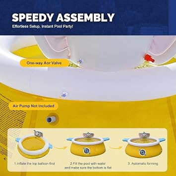 DIMAR GARDEN 6ft x 29in Inflatable Swimming Spray Pool, Outdoor Round Air Top Ring Elephant Pools