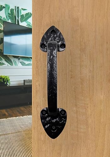 Miniatura 9 de The Metal Magician Manijas de puerta de granero de 6-1/4 pulgadas, paquete de 4, manijas decorativas para puerta de garaje, herrajes de diseño