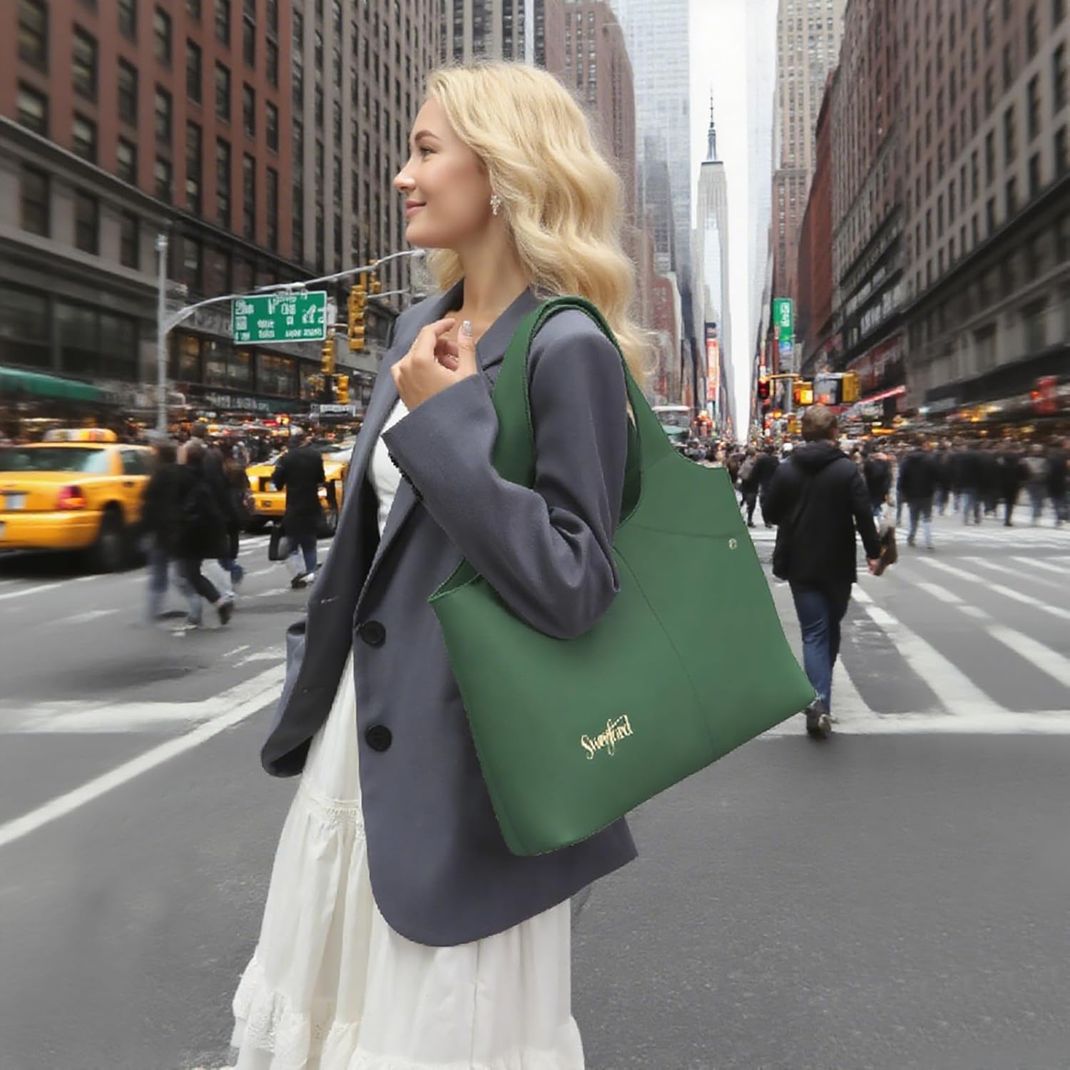 Tote Bag for Women,Casual Large Shoulder Bags With Zipper Travel Handbag for Work Gym Beach Travel Shopping - Image 3