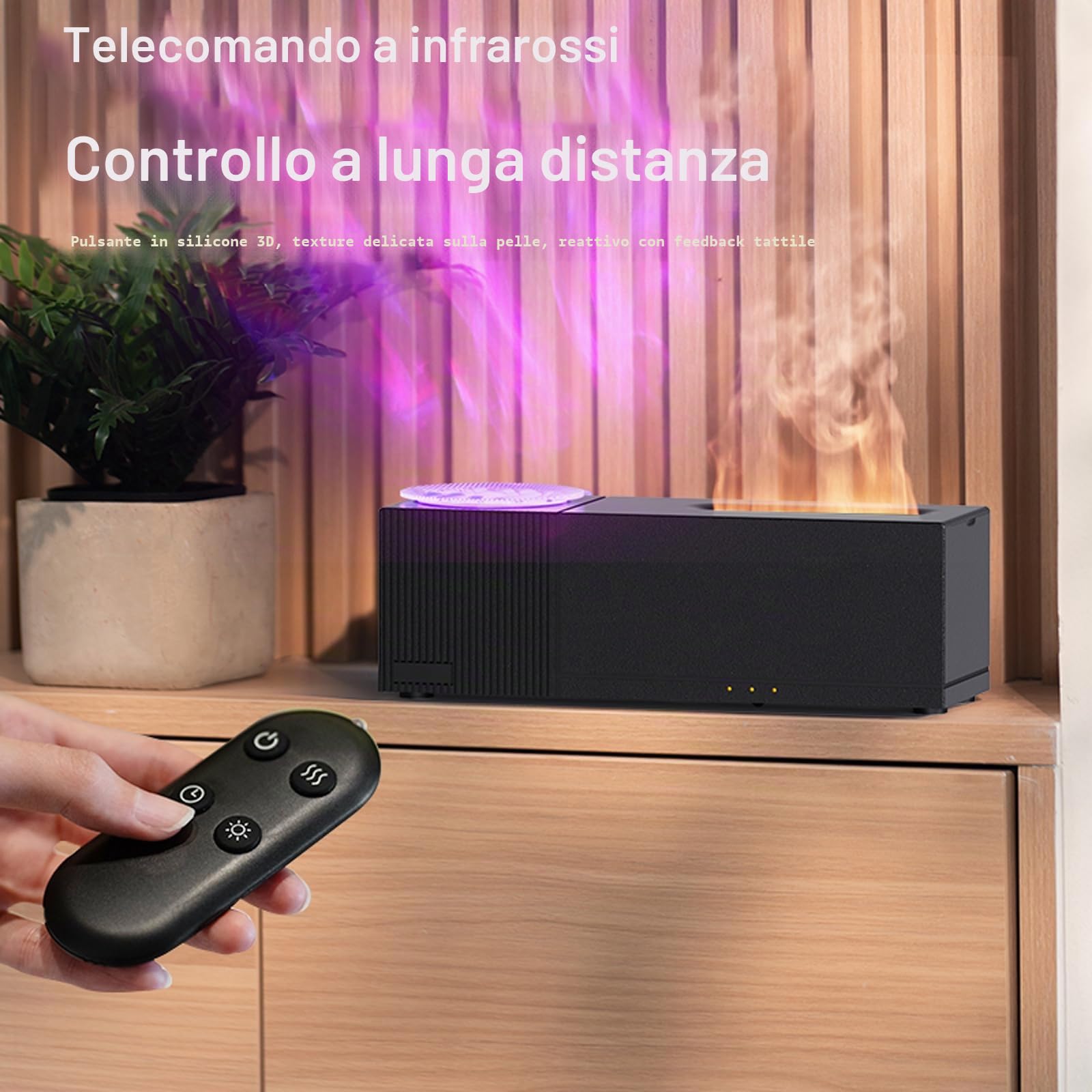 Diffusore di aromi a fiamma con proiezione del cielo stellato, diffusore di oli essenziali, umidificatore da 150 ml con telecomando, timer, spegnimento automatico senza acqua, per casa, ufficio