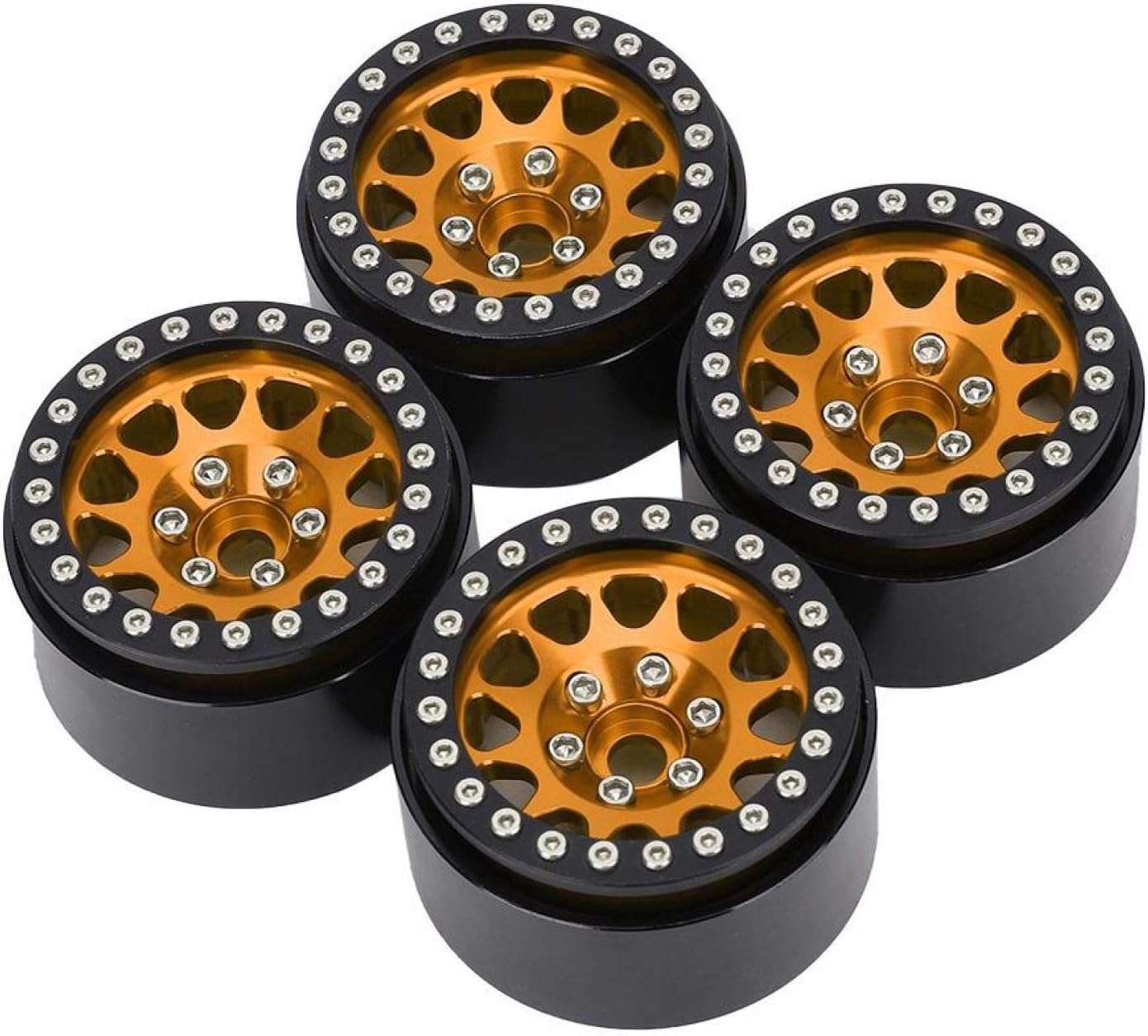 SALUTUYA Rc Crawler Part Metal Alloy Reasonable Design Rc Tire for 1:10 Rc Crawler Excavators(Black Gold) : Toys & Games