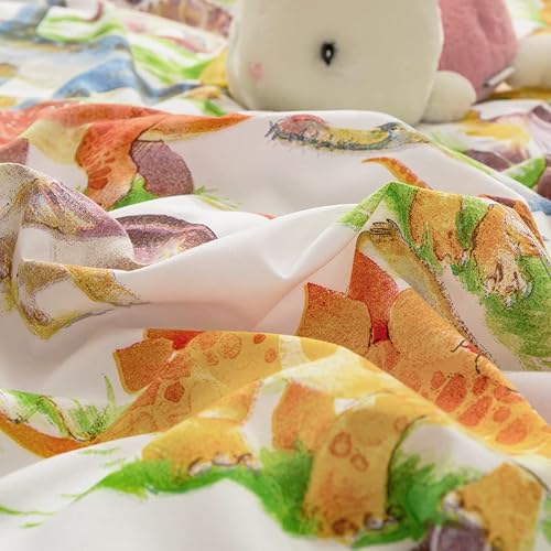 Miniatura 4 de Feelyou Juego de ropa de cama de dinosaurio reversible para niños y niñas, funda de edredón de dinosaurio de 3 piezas, 1 funda de edredón + 2 fundas