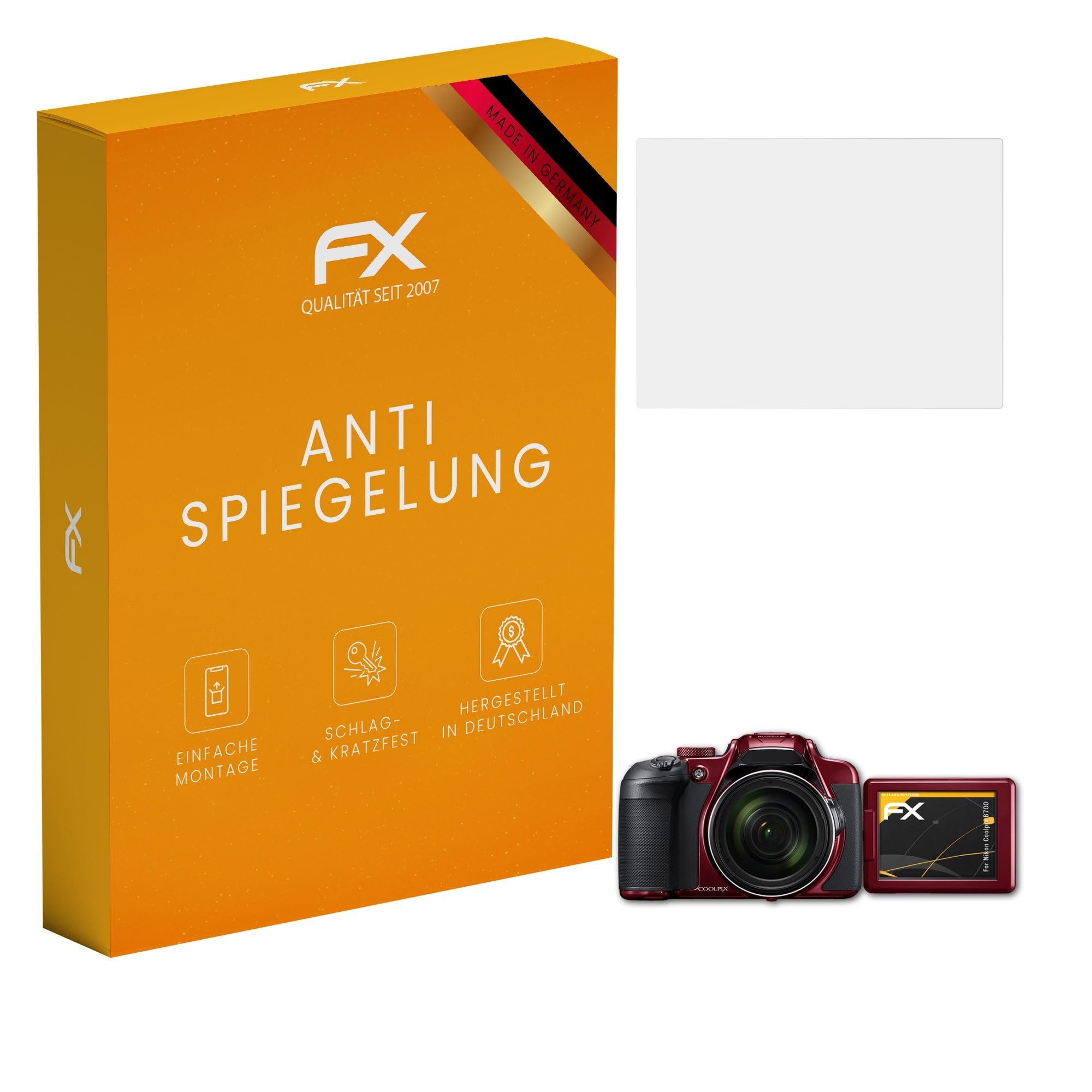 AtFoliX Panzerfolie Für Nikon Coolpix B700 – Entspiegelnd, Stoßdämpfend, Kratzfest (3-fach Pack)
