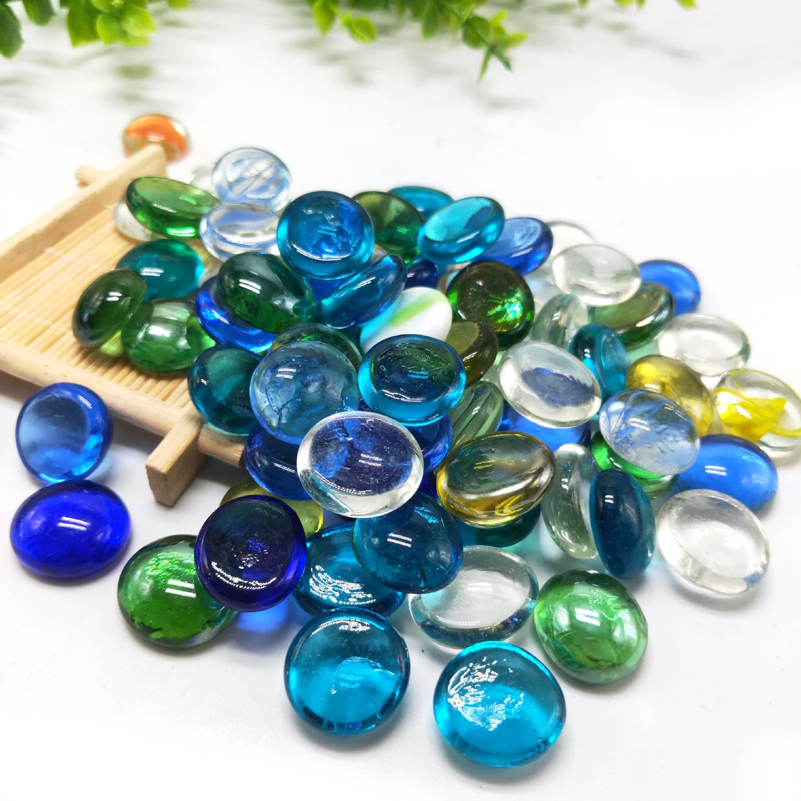 Glass Pebbles, 0.95KG Mixed Color Flat Marble Stones Beads - Image 4