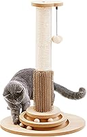 Made4Pets 23" Sisal Cat Scratching Post - 4-in-1 Interactive Toy with Self-Groomer Brush, Trackball & Dangling Balls