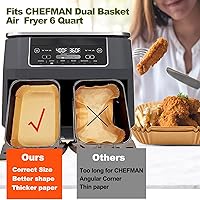Vista 2 de Revestimientos rectangulares para freidora de aire para canasta doble de 6 cuartos de galón, doble forro doble Ninja desechable, 200 piezas de forro