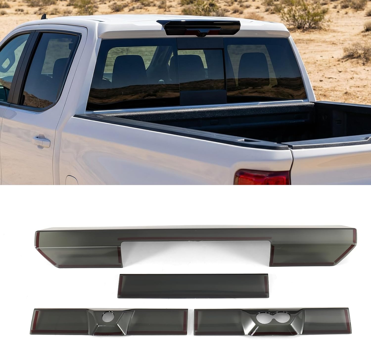 GearUp Rear 3rd Brake Light Cover Compatible with Chevrolet Silverado 2022 2023 2024 2025 High Mount Stop Lamp Cover(Smoked Black)