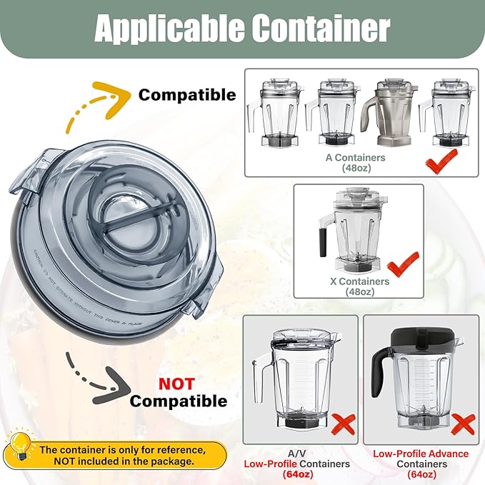Tapa de repuesto para recipiente de 48 oz compatible con A3500 A2500 miniatura 3