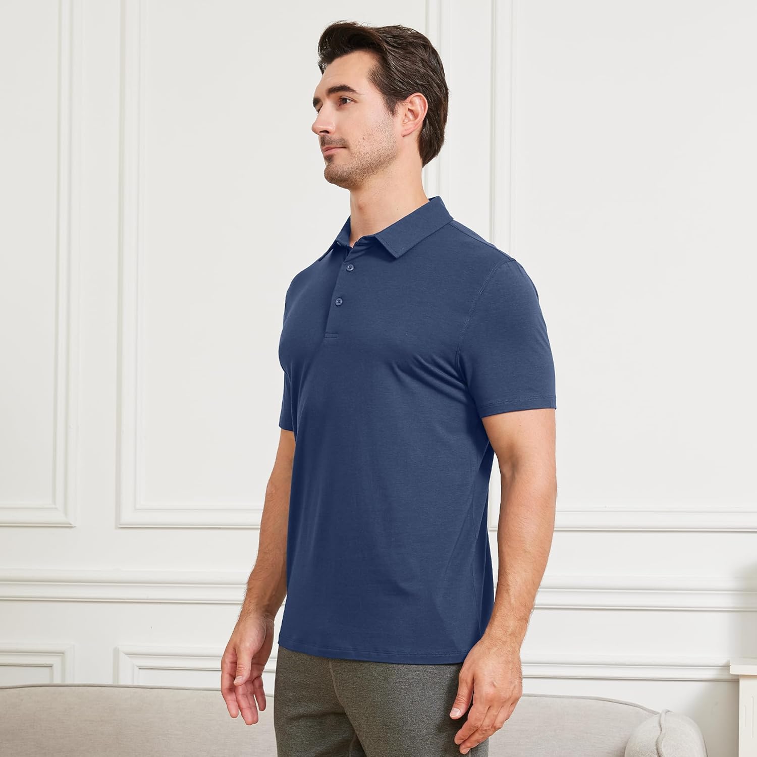 netdraw Mens Ultra Soft Bamboo Viscose Polo Lightweight Cooling Short Sleeve Casual Collared Golf Shirt