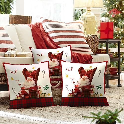 Miniatura 2 de Fundas de almohada decorativas de Navidad, funda de almohada de ciervos de Navidad, funda de almohada de decoración navideña de renos, funda de