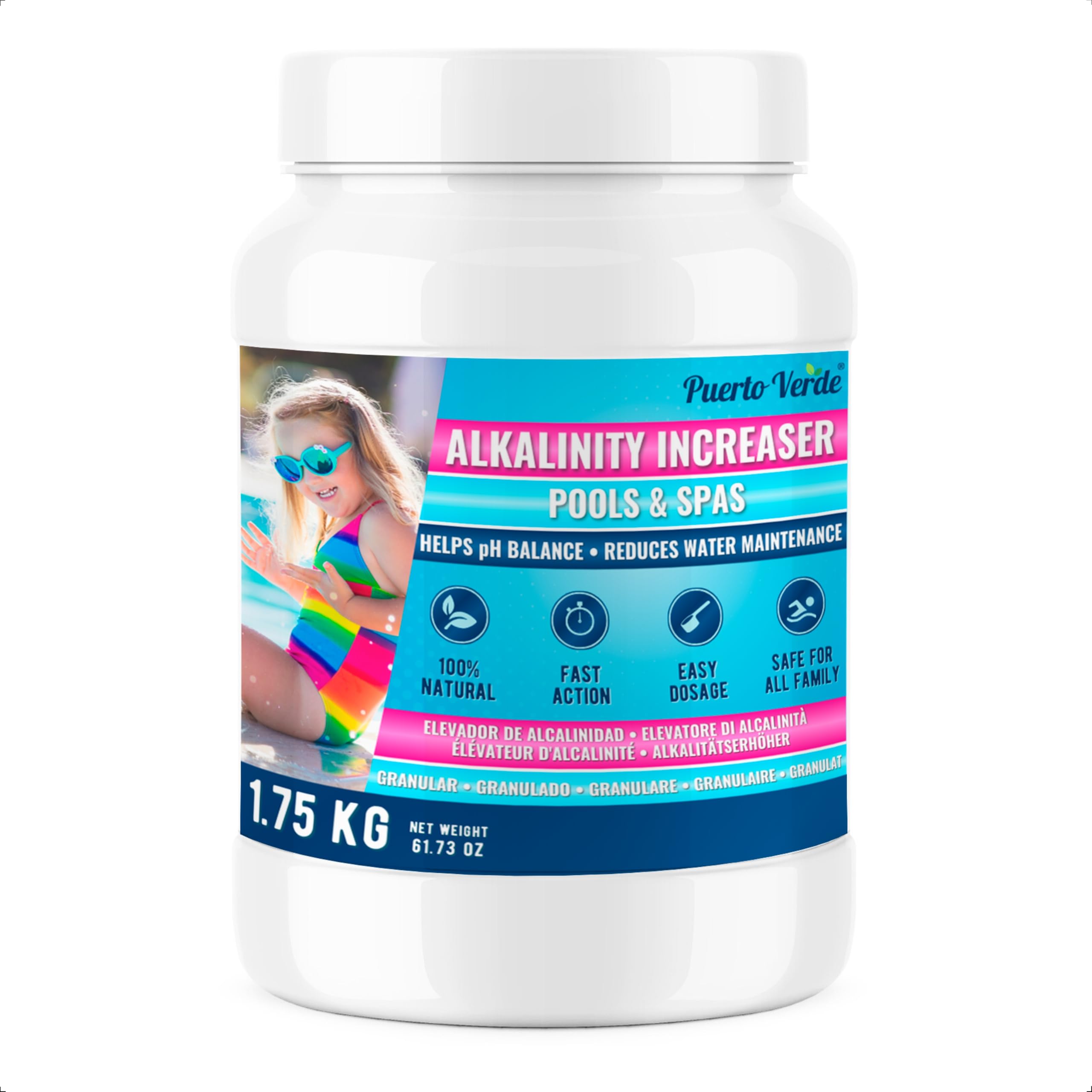 • Correcteur Alcalinité Piscine 1,75 Kg. Augmente l'Alcalinité Totale (TAC) & Corrige Le pH. Action Rapide et Efficace. Format Poudre Sûr pour Toute la Famille. Production Européenne.