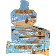 Grenade Chocolate Chip Cookie Dough Protein Bar, 12 Count, 2.1 oz Bars | 21 g Protein & 1 g Sugar, Chocolatey Fudge Chips, Cookie Dough-Flavored Soft Centre, Chocolatey Coating