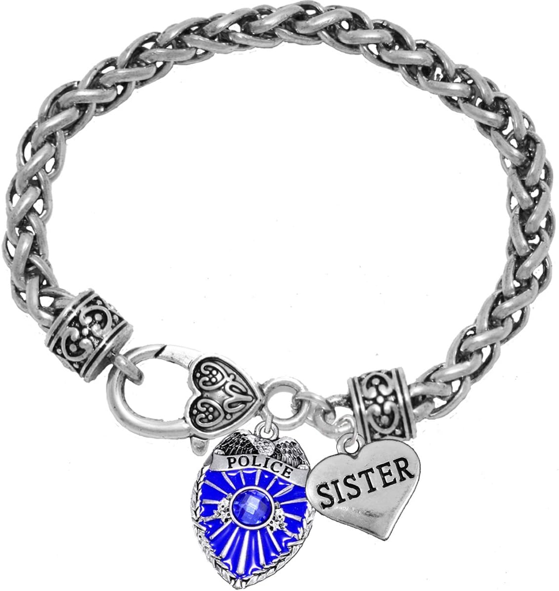 Policeman Sister Badge Bracelet Hypoallergenic-Safe, Nickle Free, No Poisonous Toxic Lead Or Cadmium Metal,