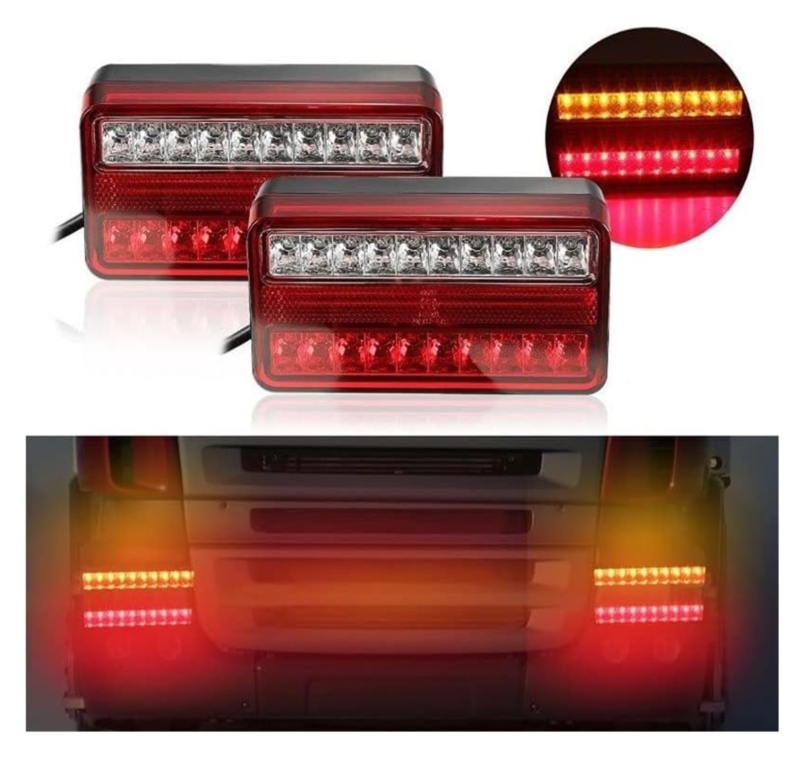 Luces Traseras Exteriores Luz Trasera 12V Para Coche Camión Remolque Furgoneta Freno Parada Trasero Para Luces Indicadoras Marcha Atrás Giro Para Lámpara Señal 2 Uds.