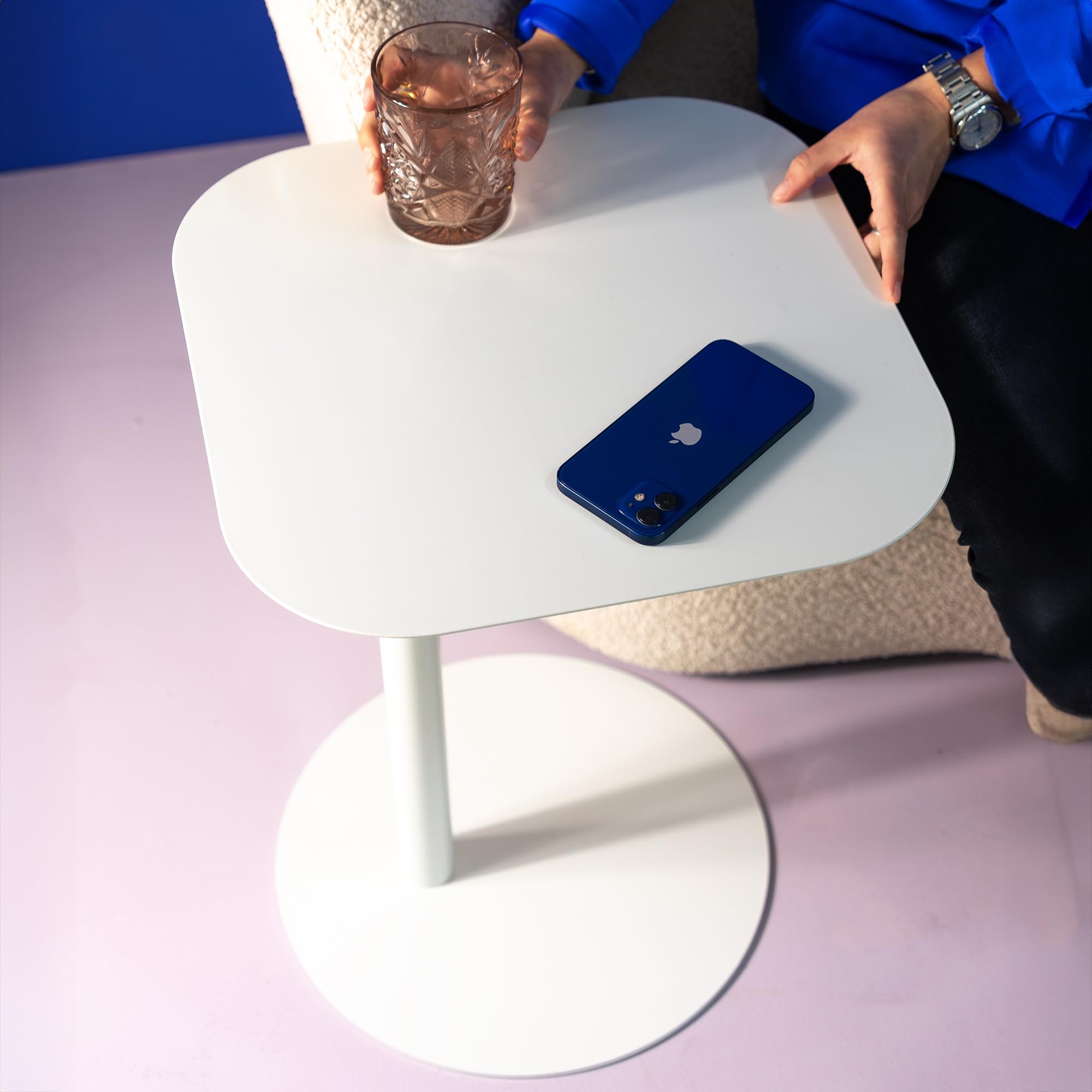 Spinder Design Hella Side Table, Metallo, Bianco, Taglia unica