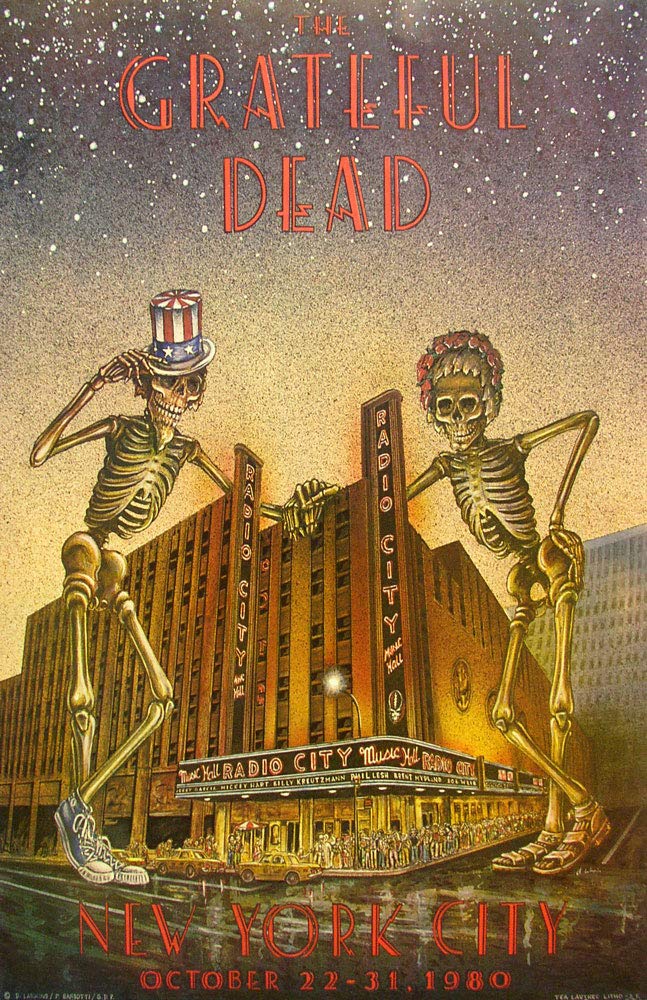 GRATEFUL DEAD 1980 ポスター ラジオシティ・ミュージックホール Amazon.co.jp: GRATEFUL DEAD レプリカ ラジオシティ ミュージック