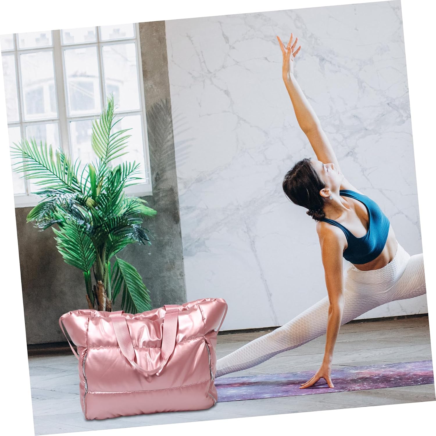 Sports Gym Tote with Dry Wet Separation Large Capacity for Yoga Swimming and Fitness Versatile Handheld Shoulder Carry Bag Pearl Pink