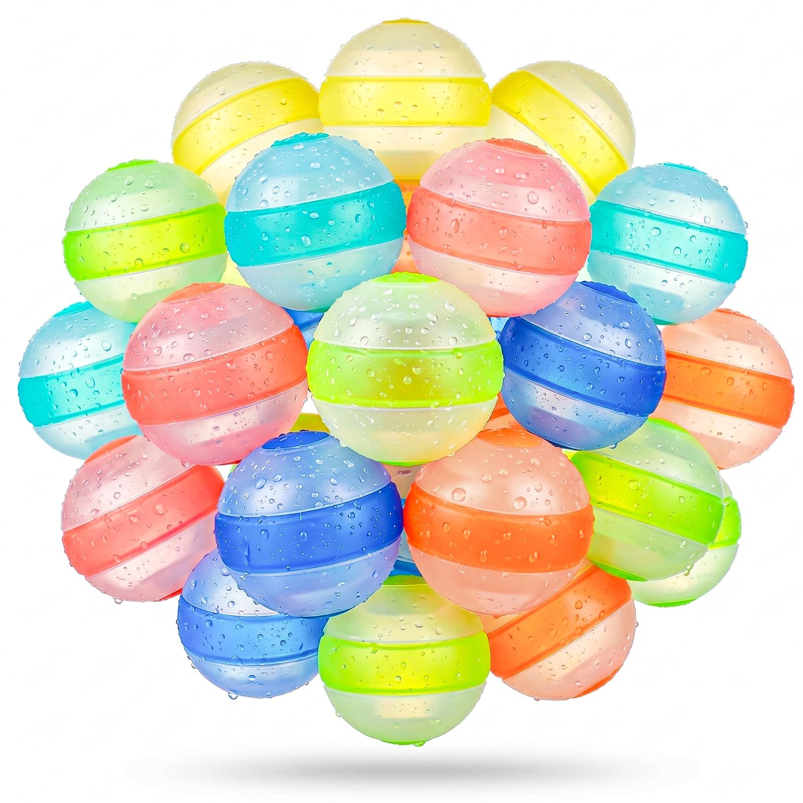 24 PCS Gavettoni Riutilizzabili, Palloncini Acqua Riutilizzabili in Silicone, Gavettoni Acqua Autosigillanti, Bombe d'Acqua a Riempimento Rapido per Bambini e Adulti, Giochi da Esterno e Piscina
