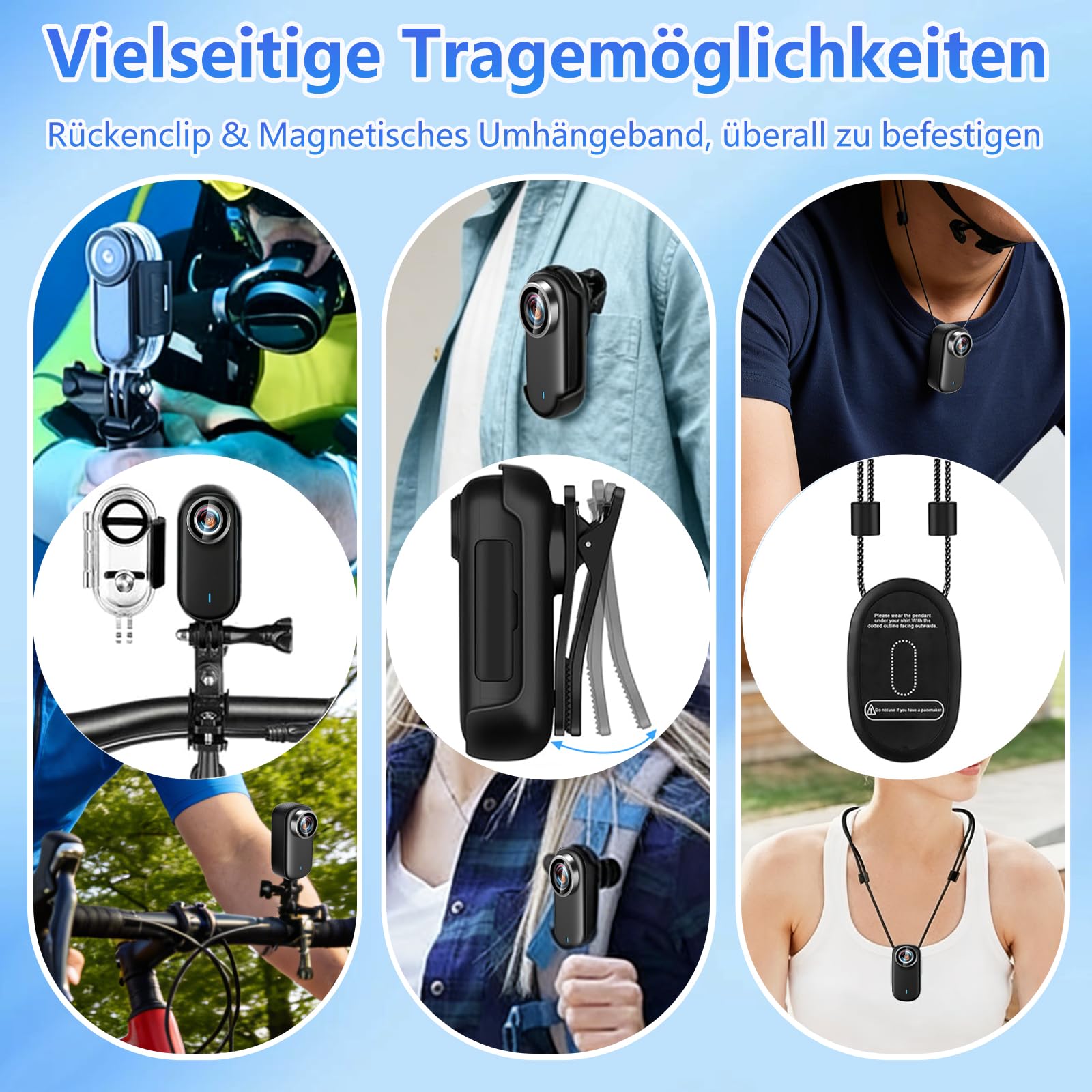 Mini Action Cam 4K WiFi mit Bildschirm und wasserfestes Gehäuse, 64GB UHD 150° Weitwinkel IP65 Bodycam, Tragbare Anti-Shake Helmkamera Motorrad für Sport & Outdoor-Aktivitäten (64G Card)