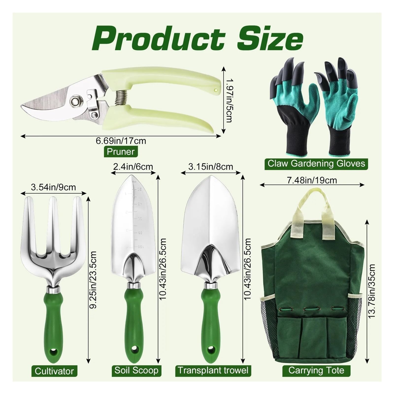Ensemble d'outils de Jardinage, Comprenant des Gants à Griffes Cisaillement Jardin, Un cultivateur, Une truelle Transplantation, Pelle Sol, Plantation en extérieur