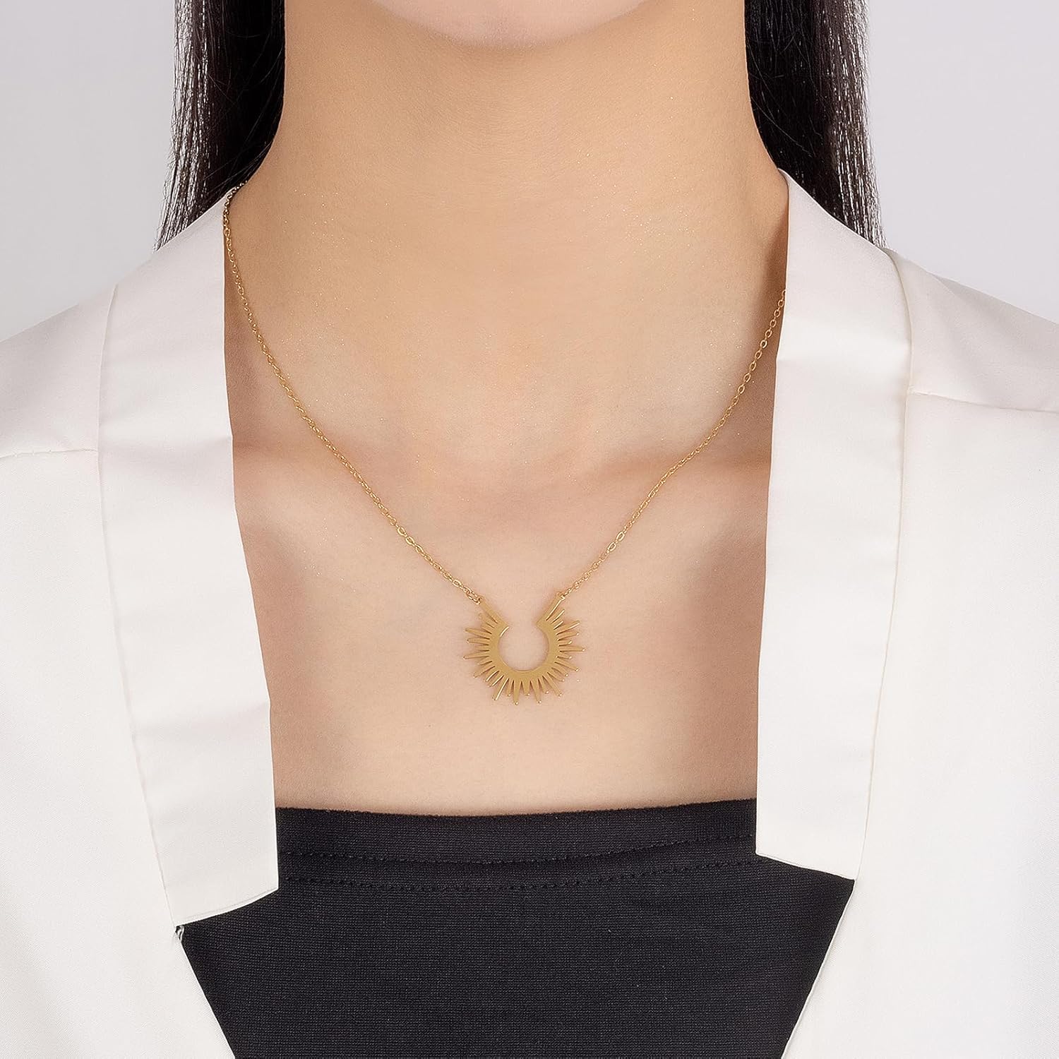 Sun and Moon Necklace | Sunburst Necklace 18K Gold Plated Sunburst Inspired Pendant Necklace Chic & Timeless - Image 3