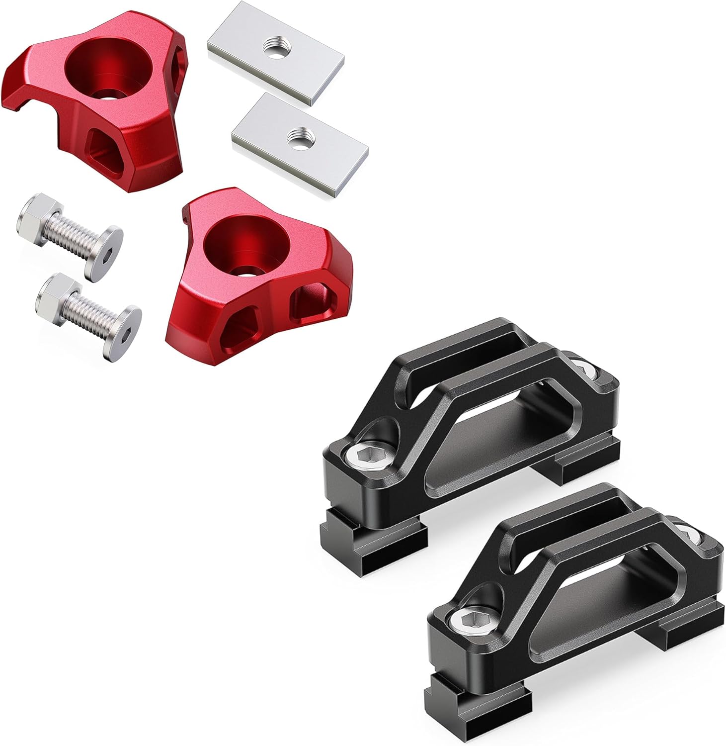 MZS Tundra Tie Down Anchors, Heavy Duty Cargo Tie Down Hooks + Bed Rail Cleats Compatible with 2007-2026 Tundra Pickup (Red+Black,46Pcs)