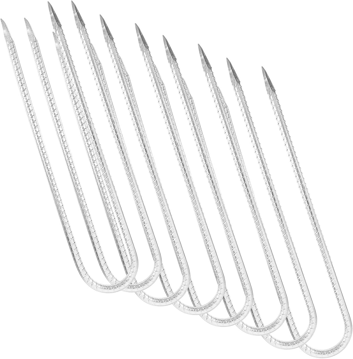 VALICLUD 8pcs U-Shaped Steel Tent Stakes Galvanized Gardening Ground Pegs Lawn Fastening Nails Trampoline Anchor Kit for Camping and Outdoor Shelter