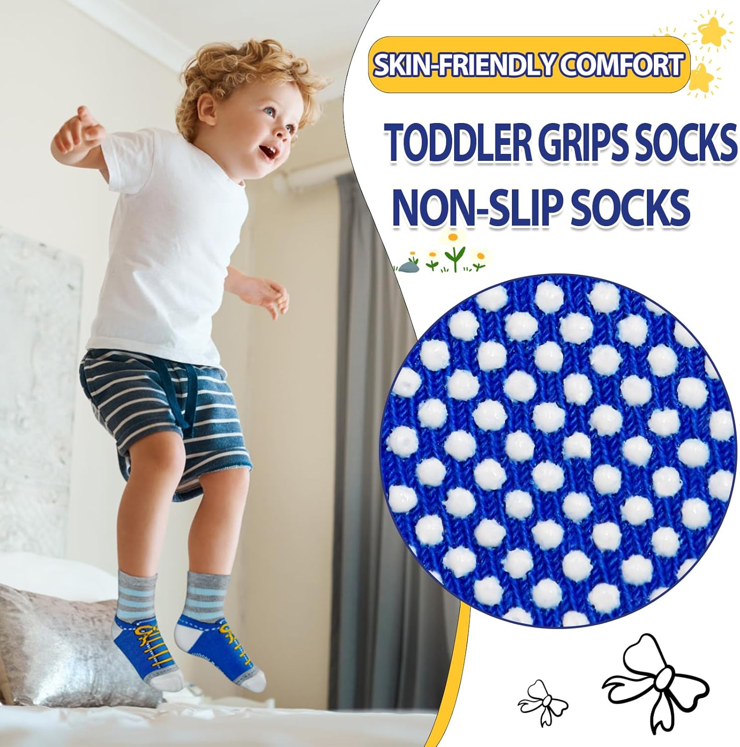 HYCLES Anti Slip Toddler Socks, 12 Pairs Non-Skid Cotton Grip Kid Socks for 1-7T Boy Girl 6-12 Month Baby - Image 3
